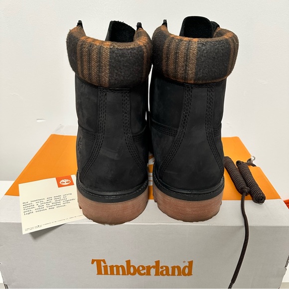 Timberland Boots Men's 11 Warm Lined 6" WATERPROOF Black Nubuck Plaid Tan Boots - Picture 7 of 13
